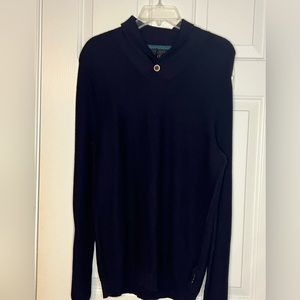 Ted Baker Roll Neck Button Navy Sweater